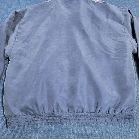 ONE RESOURCE Vintage Silk Patchwork Bomber Jacket Purple Blue Print Zip Up L - Picture 9 of 10